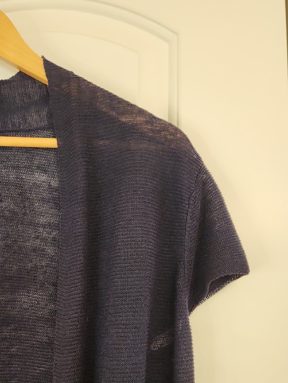 Eileen Fisher Navy Blue Sheer Open Cardigan Top – Size Small - Picture 5 of 9